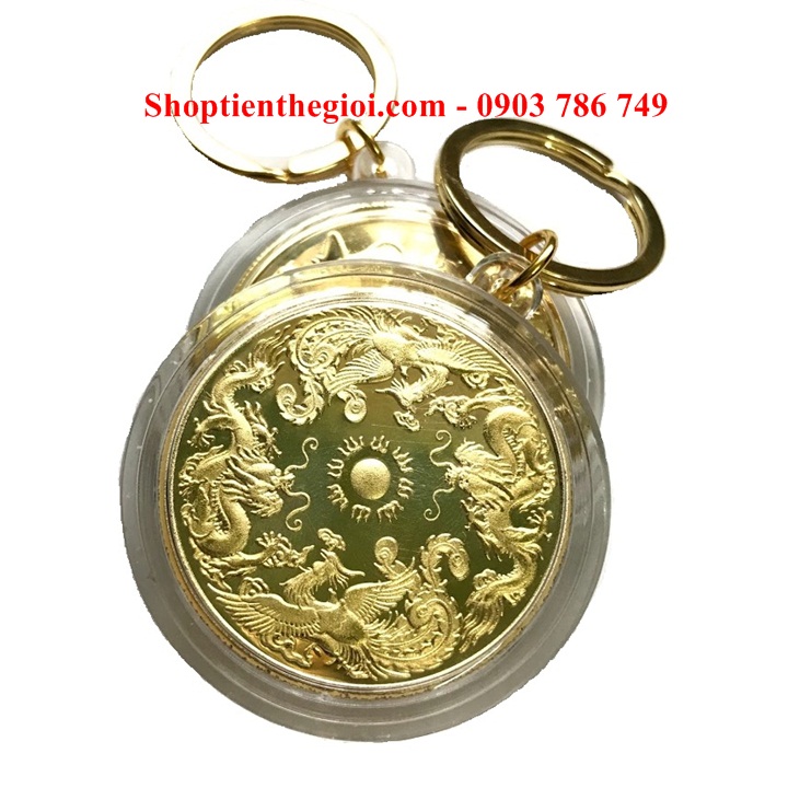 Móc Khóa Xu Long Phụng Vàng - SP000415  